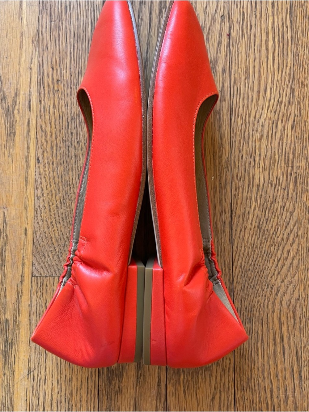 Eileen Fisher Selle Nappa Leather Ballet Flat Red Poppy Size 11 - Picture 5 of 7